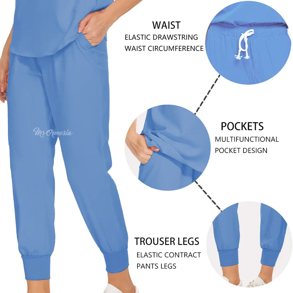 Women's Elastic Scrub Set | Comfortable Uniform Top & Pants