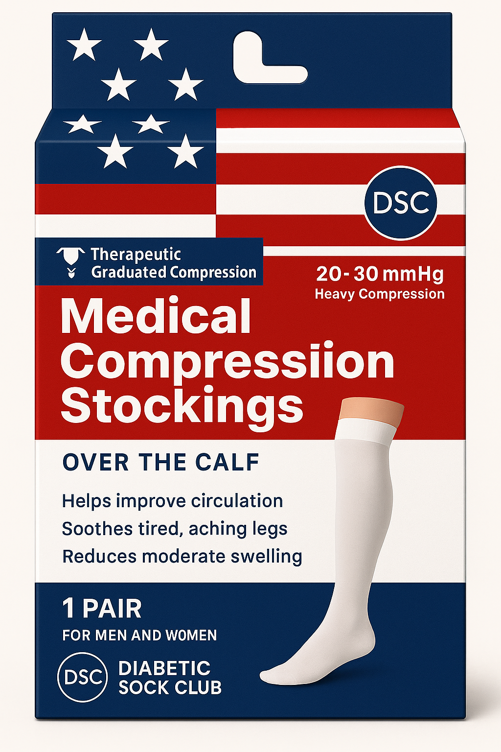 Men's Over The Calf Compression Socks | Leg Comfort & Circulation Support (1 Pair)